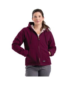 Berne Women's Large Plum Sherpa-Lined Softstone Duck Hooded Jacket