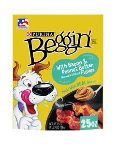 Purina Beggin' Strips Bacon & Peanut Butter Flavor Chewy Dog Treat, 25 Oz.