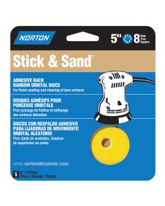 5" Norton 01815 Stick & Sand 8-Hole PSA Sanding Disc 60-Grit, 4-Pack
