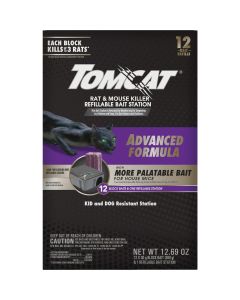Tomcat Advanced Formula Refillable Rat & Mouse Bait Station - 12 Blocks Baits & 1 Refillable Station