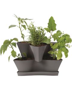 Bloem Collins 16 In. x 10.4 In. Charcoal 2-Level Planter