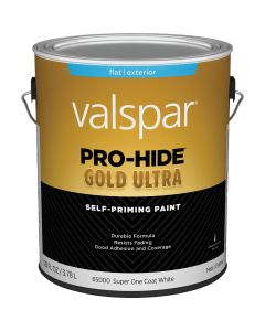 Valspar Pro-Hide Gold Ultra Latex Flat Exterior House Paint, Super One-Coat White, 1 Gal.
