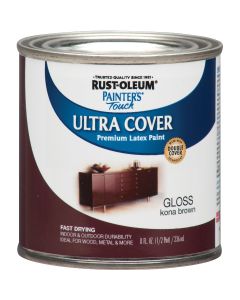 Rust-Oleum Painter's Touch 2X Ultra Cover Premium Latex Paint, Gloss Kona Brown, 1/2 Pt.