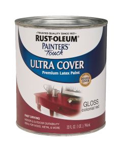 Rust-Oleum Painter's Touch 2X Ultra Cover Premium Latex Paint, Gloss Colonial Red, 1 Qt.