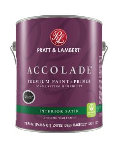 Pratt & Lambert Accolade Premium 100% Acrylic Paint & Primer Satin Interior Wall Paint, Deep Base, 1 Gal.