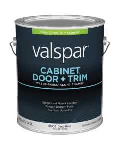 Valspar Cabinet Door & Trim Waterborne Alkyd Satin Interior/Exterior Enamel, Deep Base, 1 Gal.