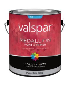 Valspar Medallion 100% Acrylic Paint & Primer Flat Exterior House Paint, Pastel Base, 1 Gal.