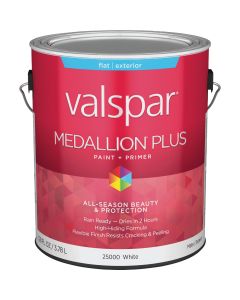 Valspar Medallion Plus Premium Paint & Primer Flat Exterior Paint, White, 1 Gal.