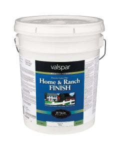 Valspar Exterior Latex Self Priming Flat Home And Ranch Finish, White, 5 Gal.