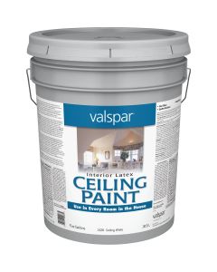 Valspar Latex Flat Ceiling Paint, White, 5 Gal.