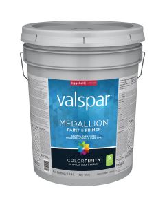 Valspar Medallion 100% Acrylic Paint & Primer Eggshell Interior Wall Paint, White, 5 Gal.