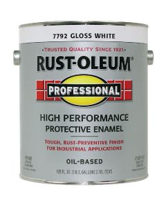 Rust-Oleum Professional Oil Based Gloss Protective Rust Control Enamel, White, 1 Gal.