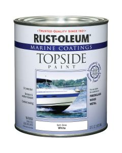 Rust-Oleum Semi-Gloss Marine Boat Topside Paint, White, 1 Qt.