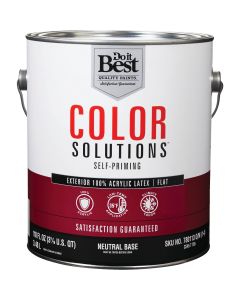 Do it Best Color Solutions 100% Acrylic Latex Self-Priming Flat Exterior House Paint, Neutral Base, 1 Gal.