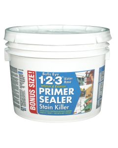 Zinsser Bulls Eye 1-2-3 Water-Base Interior/Exterior Stain Blocking Primer, White, 2.5 Gal.