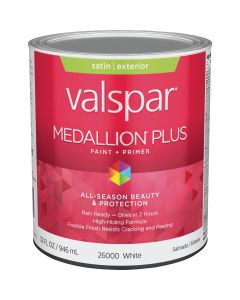 Valspar Medallion Plus Premium Paint & Primer Satin Exterior Paint, White, 1 Qt.