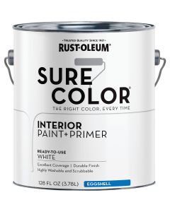 Rust-Oleum Sure Color Eggshell White Interior Wall Paint and Primer, Gallon