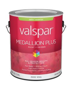 Valspar Medallion Plus Premium Paint & Primer Satin Exterior Paint, White, 1 Gal.