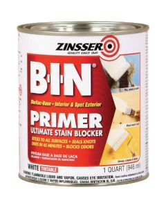 Zinsser B-I-N Shellac-Based Ultimate Stain Blocker Interior & Spot Exterior Primer, White, 1 Qt.