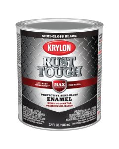 Krylon Rust Tough Oil-Based Semi-Gloss Rust Control Enamel, Black, 1 Qt.
