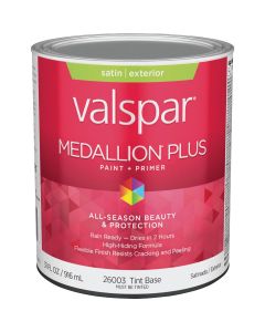 Valspar Medallion Plus Premium Paint & Primer Satin Exterior Paint, Tint Base, 1 Qt.