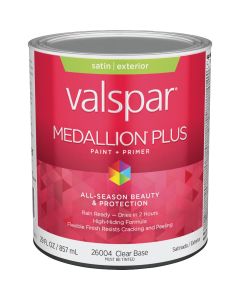 Valspar Medallion Plus Premium Paint & Primer Satin Exterior Paint, Clear Base, 1 Qt.