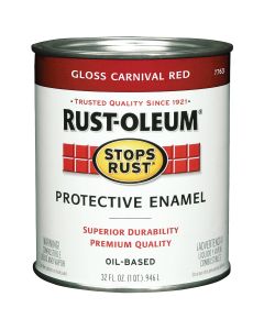 Rust-Oleum Stops Rust Oil Based Gloss Protective Rust Control Enamel, Carnival Red, 1 Qt.