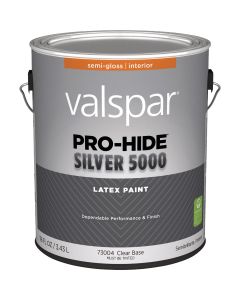 Valspar Pro-Hide Silver 5000 Latex Semi-Gloss Interior Wall Paint, Clear Base, 1 Gal.