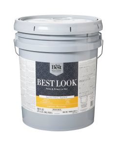 Best Look Latex Premium Paint & Primer In One Eggshell Interior Wall Paint, Bright White, 5 Gal.