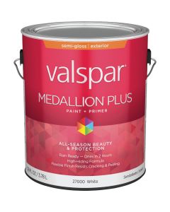 Valspar Medallion Plus Premium Paint & Primer Semi-Gloss Exterior Paint, White, 1 Gal.