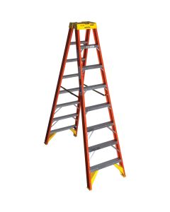Werner 8 Ft. Fiberglass Twin Step Step Ladder with 300 Lb. Load Capacity Type IA Ladder Rating