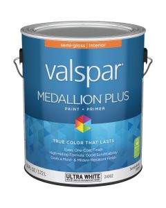 Valspar Medallion Plus Premium Paint & Primer Semi-Gloss Interior Paint, Ultra White, 1 Gal.