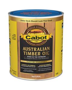 Cabot Australian Timber Oil Water Reducible Translucent Exterior Oil Finish, Natural, 1 Qt.