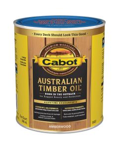 Cabot Australian Timber Oil Water Reducible Translucent Exterior Oil Finish, Amberwood, 1 Qt.