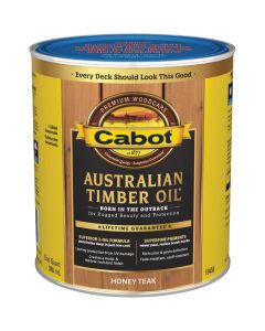 Cabot Australian Timber Oil Water Reducible Translucent Exterior Oil Finish, Honey Teak, 1 Qt.