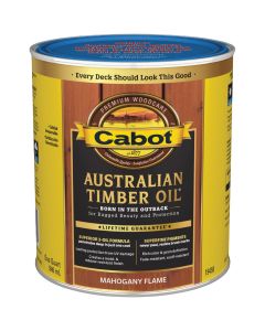 Cabot Australian Timber Oil Water Reducible Translucent Exterior Oil Finish, Mahogany Flame, 1 Qt.
