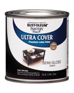 Rust-Oleum Painter's Touch 2X Ultra Cover Premium Latex Paint, Semi-Gloss Black, 1/2 Pt.