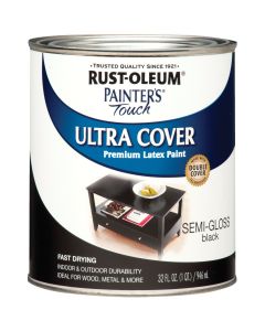 Rust-Oleum Painter's Touch 2X Ultra Cover Premium Latex Paint, Semi-Gloss Black, 1 Qt.