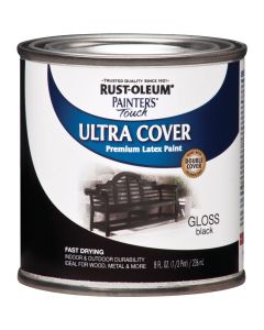 Rust-Oleum Painter's Touch 2X Ultra Cover Premium Latex Paint, Black Gloss, 1/2 Pt.