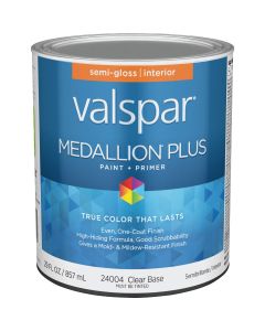 Valspar Medallion Plus Premium Paint & Primer Semi-Gloss Interior Paint, Clear Base, 1 Qt.