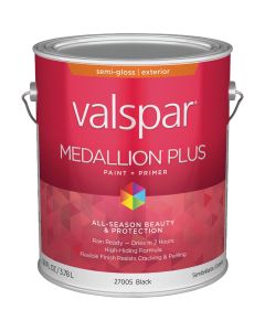 Valspar Medallion Plus Premium Paint & Primer Semi-Gloss Exterior Paint, Black, 1 Gal.