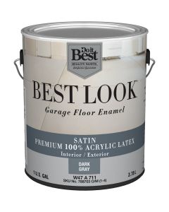 Best Look Latex Interior/Exterior Garage Floor Enamel, 1 Gal., Dark Gray