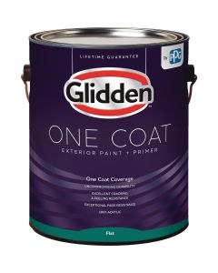 Glidden One Coat Exterior Paint + Primer Flat White & Pastel Base 1 Gallon