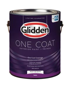 Glidden One Coat Exterior Paint + Primer Satin Ready Mix White 1 Gallon