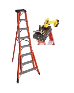Werner 8 Ft. Fiberglass Tripod Step Ladder with 300 Lb. Load Capacity Type IA Ladder Rating