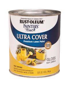 Rust-Oleum Painter's Touch 2X Ultra Cover Premium Latex Paint, Gloss Sun Yellow, 1 Qt.