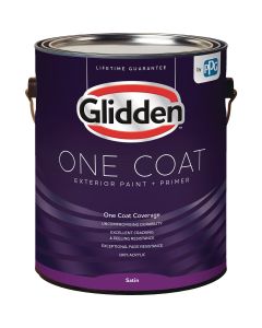 Glidden One Coat Exterior Paint + Primer Satin White & Pastel Base 1 Gallon