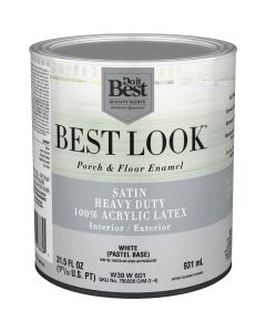 Best Look 1 Qt. White Heavy-Duty Acrylic Latex Satin Porch & Floor Enamel