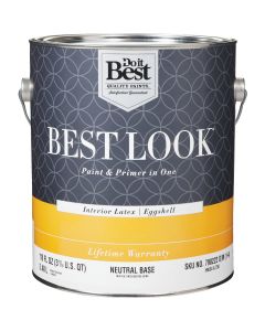 Best Look Latex Premium Paint & Primer In One Eggshell Interior Wall Paint, Neutral Base, 1 Gal.