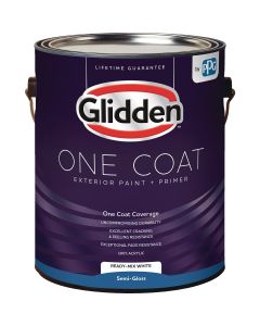 Glidden One Coat Exterior Paint + Primer Semi-Gloss Ready Mix White 1 Gallon